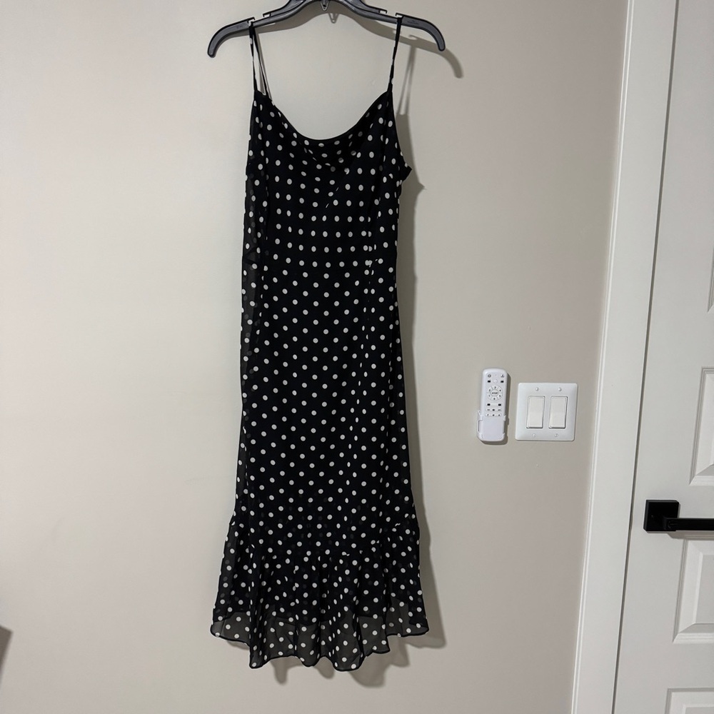 Petal & Pup Francesca Midi Dress Size L Black Polka Dot